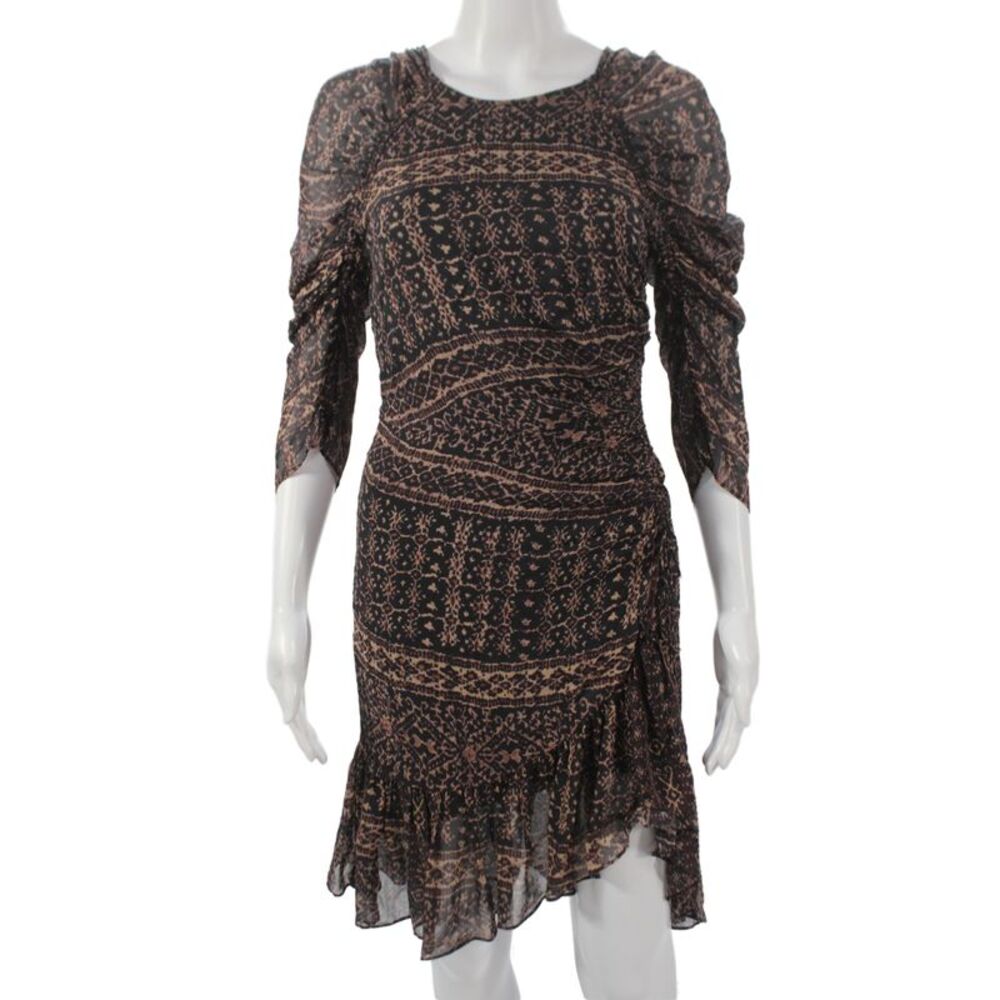 Ulla Johnson Women Fit & Flare Brown Silk Knee Length Dress Size 0